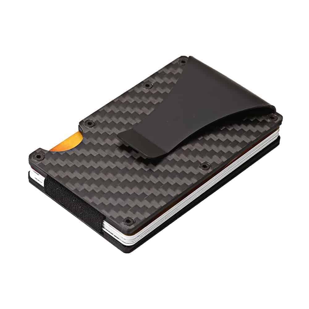 Minimalist Carbon Fiber RFID Credit Card Holder Wallet - Black
