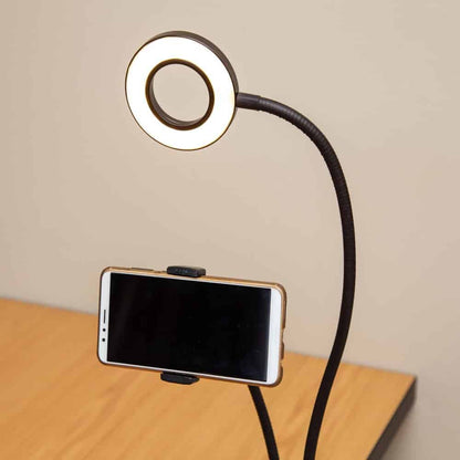 Lazy Bracket 2-in-1 Phone Holder & Selfie Light Desk Clamp