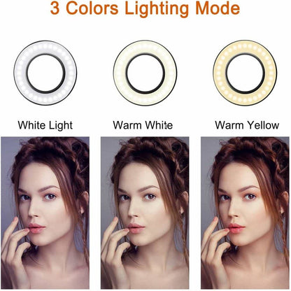 2-in-1 Selfie Ring LED Beauty Light Phone Holder Desk Stand