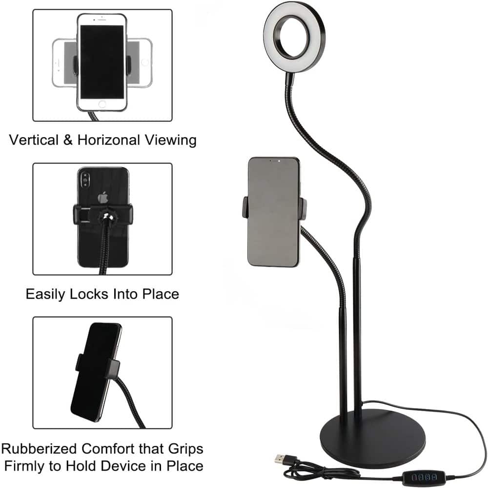 2-in-1 Selfie Ring LED Beauty Light Phone Holder Desk Stand