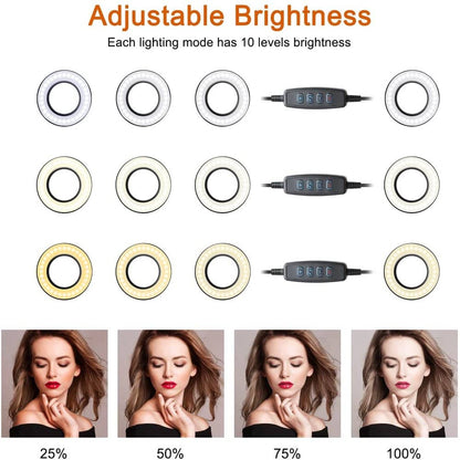 2-in-1 Selfie Ring LED Beauty Light Phone Holder Desk Stand