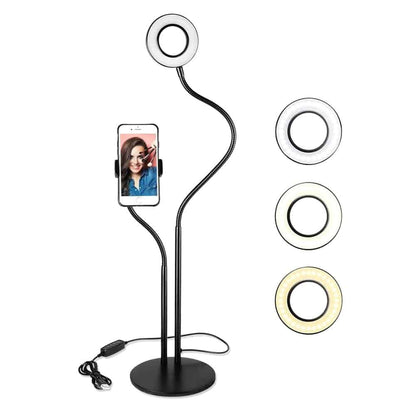 2-in-1 Selfie Ring LED Beauty Light Phone Holder Desk Stand