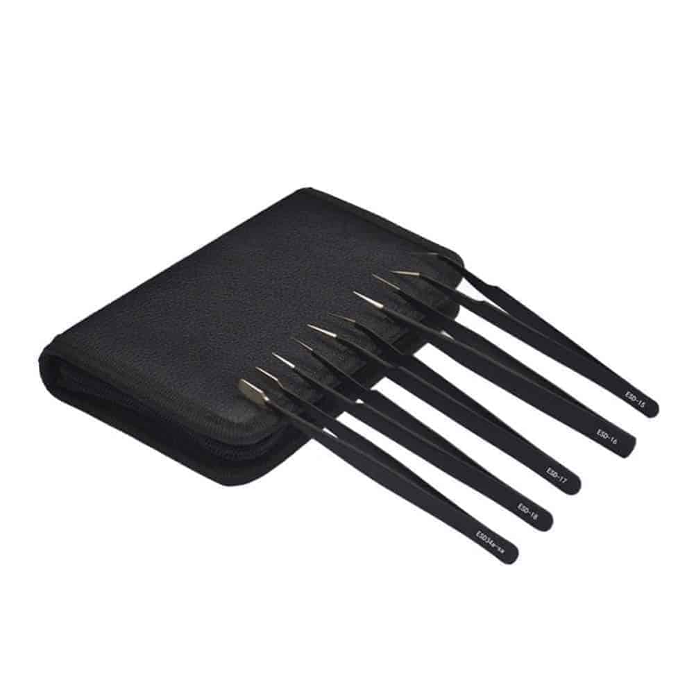 10-Piece Stainless Steel Anti-Static/Corrosion Precision Tweezer Set