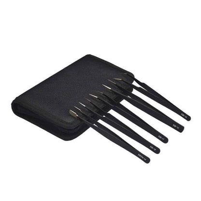 10-Piece Stainless Steel Anti-Static/Corrosion Precision Tweezer Set