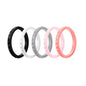 5 silicone rings for ladies - Black, white, grey, pink, salmon (Size 9/S)