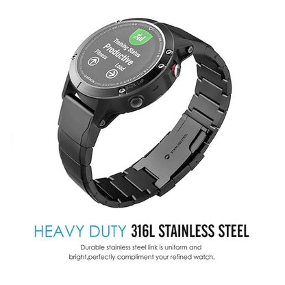 22mm Stainless Steel Strap w/ Tool for Garmin Fenix 5- Black
