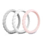 Women's Braided Silicone Ring x 3 - Grey, Pink, White - Size USA 8/ RSA Q