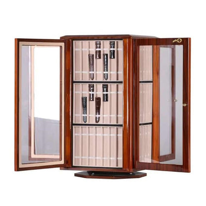 84 Compartment Watch Strap Wooden Cabinet Lockable Display Organizer