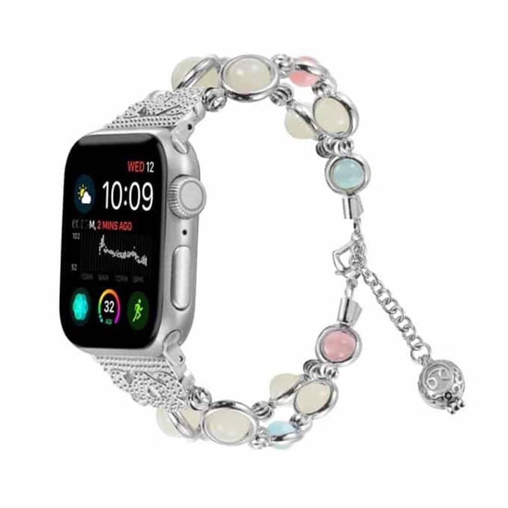 38/40/41mm Apple Watch luminous beaded pearl strap - Silver