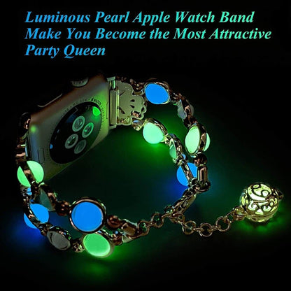 38/40/41mm Apple Watch luminous beaded pearl strap - Silver