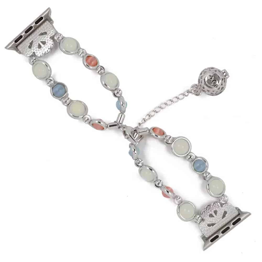 38/40/41mm Apple Watch luminous beaded pearl strap - Silver