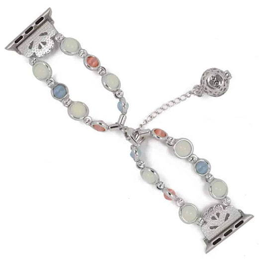 38/40/41mm Apple Watch luminous beaded pearl strap - Silver