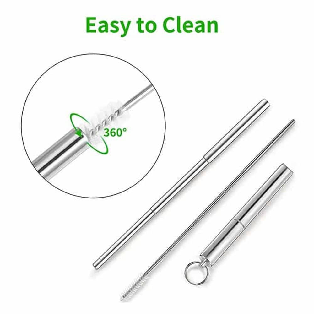 Stainless Steel Metal Reusable Telescopic Drinking Straw
