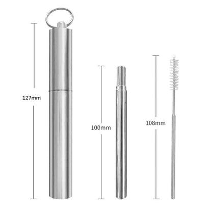 Stainless Steel Metal Reusable Telescopic Drinking Straw