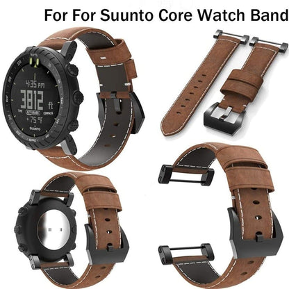 Hand-Stitched Genuine Leather Strap for Suunto Core- Brown