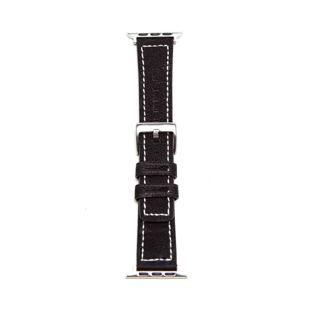 Replacement Leather Strap for 42/44/45/49mm Apple Watch- Black
