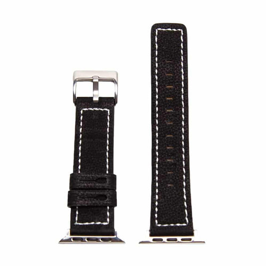 Replacement Leather Strap for 42/44/45/49mm Apple Watch- Black