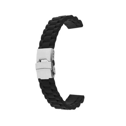 22mm Universal brand grooved silicone watch strap - Black (M-L)