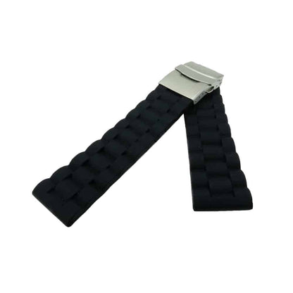 26mm Universal Watch Replacement Silicone Strap- Black- M/L