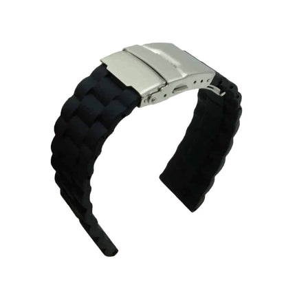 26mm Universal Watch Replacement Silicone Strap- Black- M/L