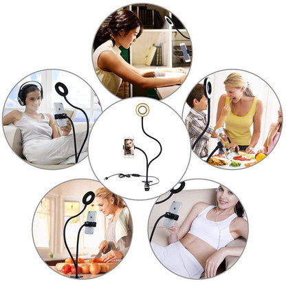 Selfie/ TikTok/ Vlog Clamp-On LED Ring Light & Phone Holder