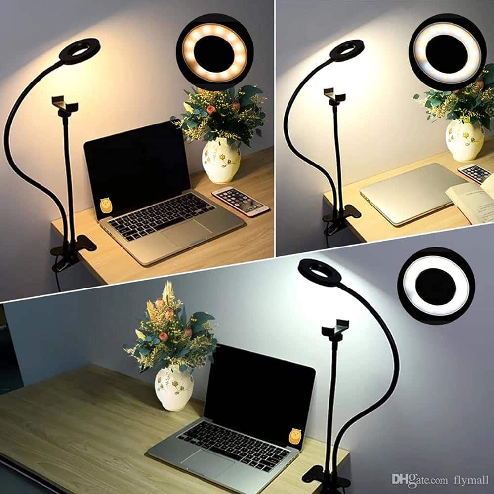 Selfie/ TikTok/ Vlog Clamp-On LED Ring Light & Phone Holder