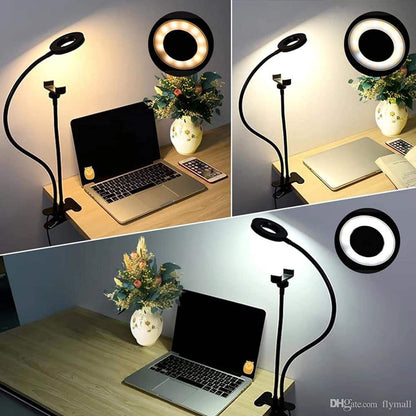 Selfie/ TikTok/ Vlog Clamp-On LED Ring Light & Phone Holder