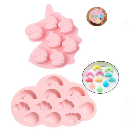 Rainbow Cloud Unicorn Droplet Silicone Baking Mould Set