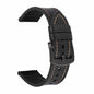 22mm Universal watch genuine leather & silicone strap - Black