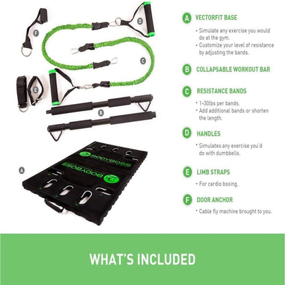 Full Body Portable Home Gym Resistance Exercise Workout System