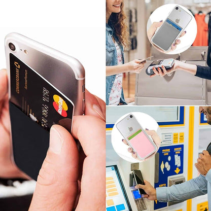 Adhesive RFID Blocking Lycra Wallet for iPhone/Smartphone- Black
