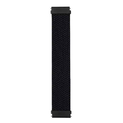 22mm Universal watch braided elastic loop strap - Black (M/155mm)