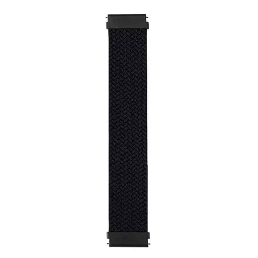 22mm Universal watch braided elastic loop strap - Black (M/155mm)