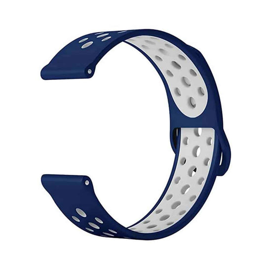 18mm Samsung Gear Sport silicone strap - Navy & white