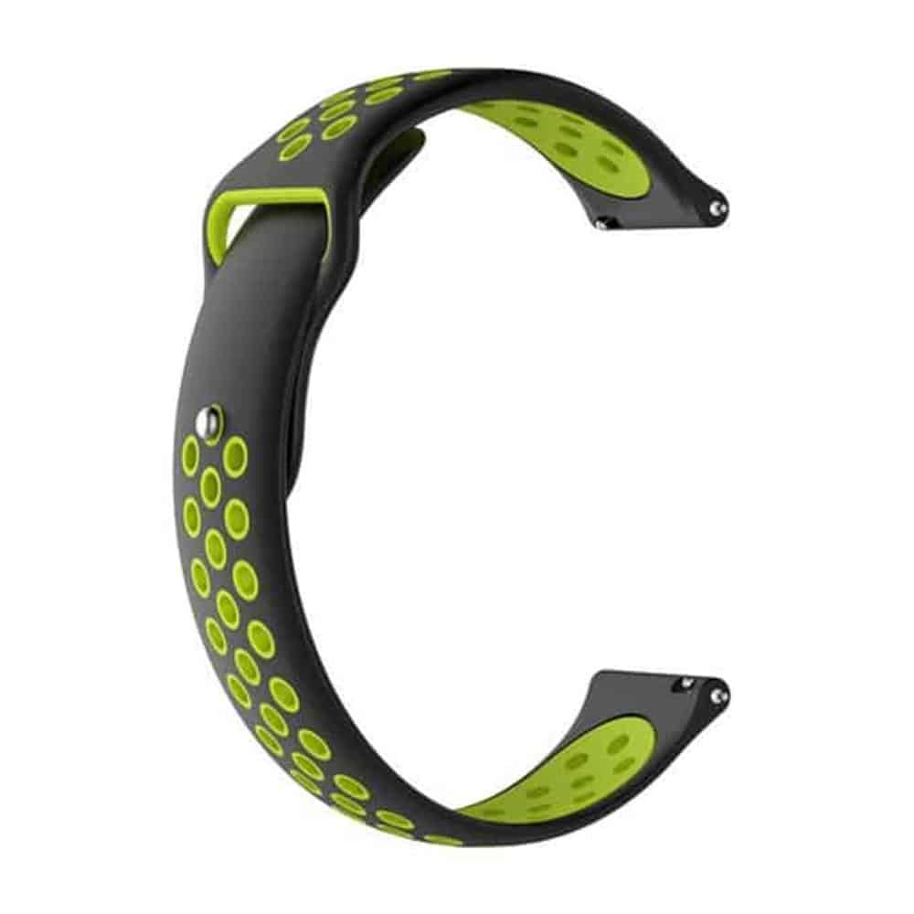 22mm Samsung Gear Sport silicone strap - Black & green