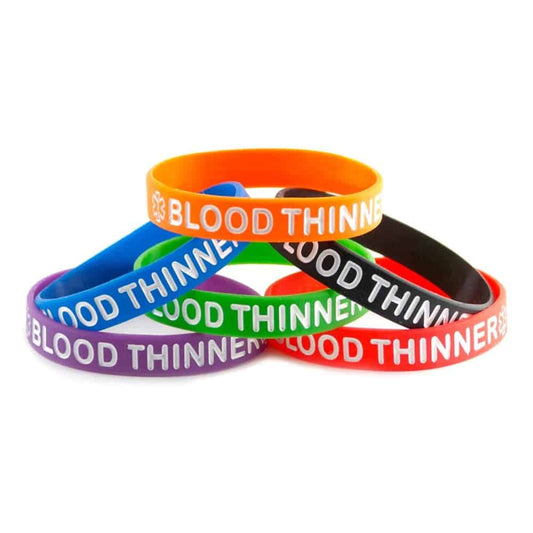 Blood Thinner: Emergency Attention Medical Alert silicone bracelet /x5