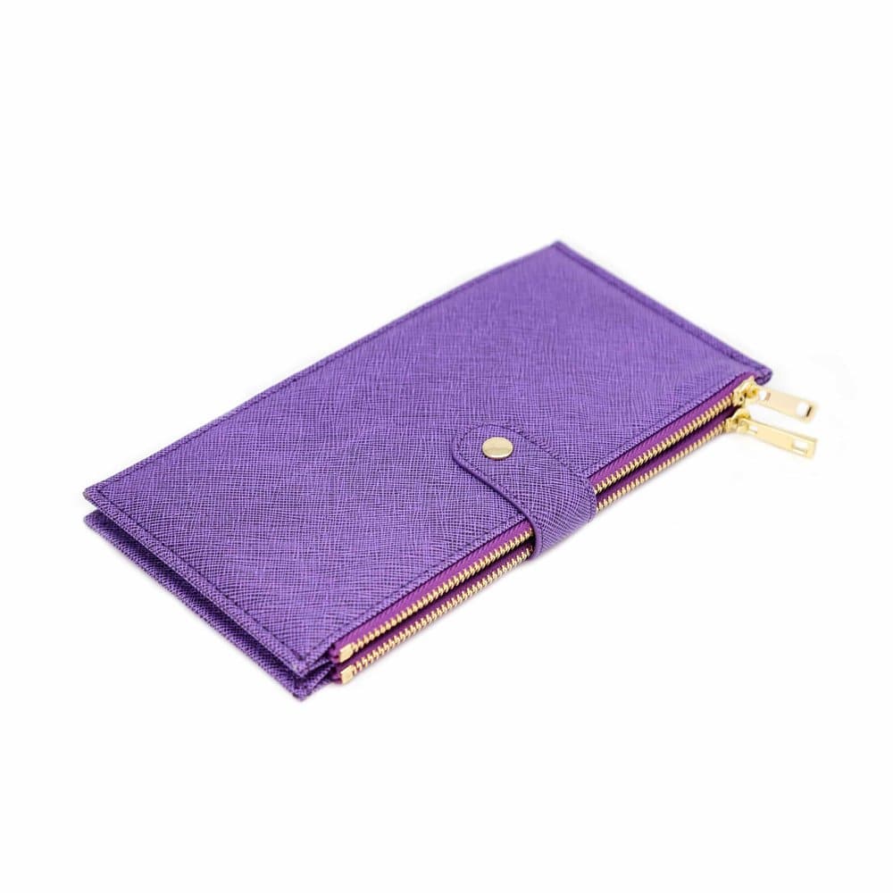 RFID blocking multi-card purse vegan leather women's wallet - D. purple