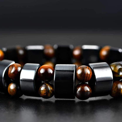 Magnetic Therapy Health Care Hematite Stones Tiger's Eye Bracelet - S/M
