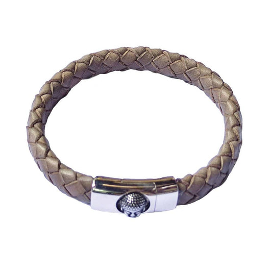 genuine leather & stainless-steel style bracelet - Brown (22mm)