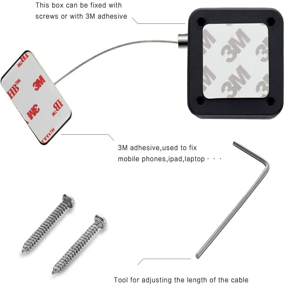 Anti-Theft Retractable Cable Lock for Tablet Laptop Smartphone