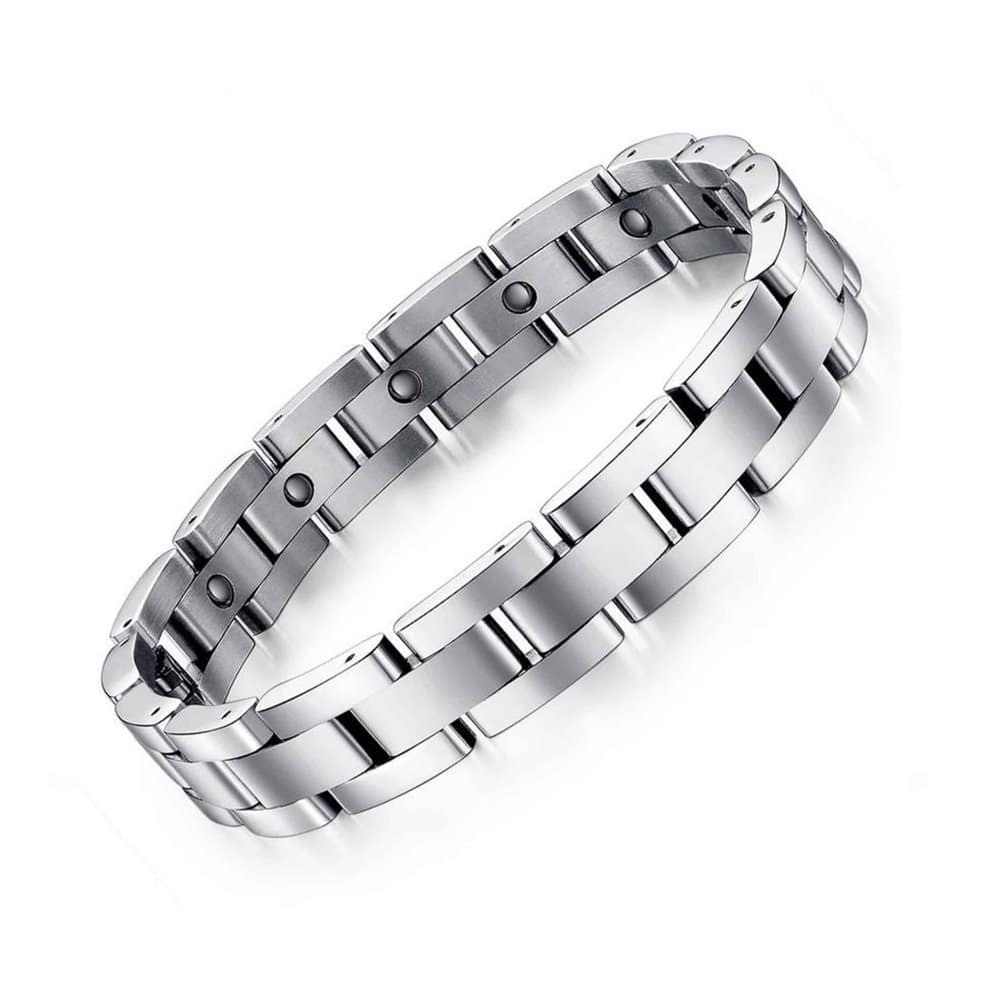 Titanium Steel Magnetic Therapy Bracelet w/ Free Tool- Silver
