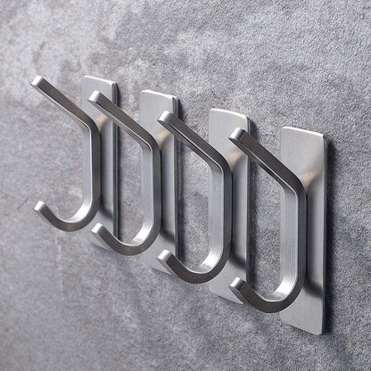 Bathroom Kitchen Heavy Duty Stainless Steel Wall Hook Set x4