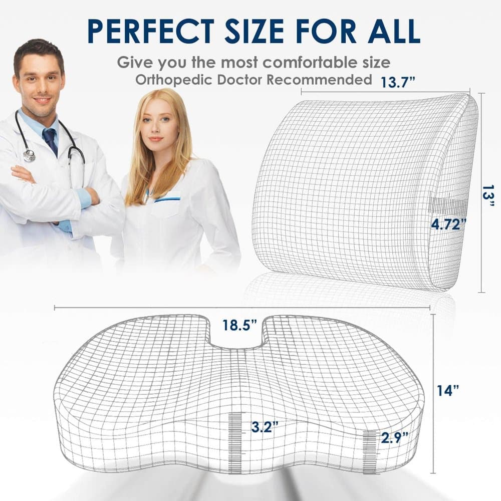 Car Home Office Chair Lumbar Support Memory Foam Cushions