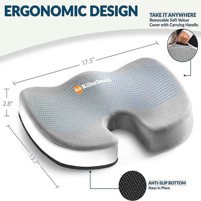 Back Support Gel Memory Foam Office Desk Chair Cushion x 2 Combo