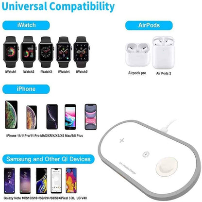 Universal 3-in-1 Wireless Charger Pad for Apple & Android