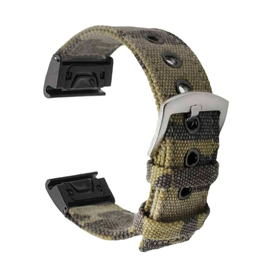 22mm Garmin Fenix 6 Replacement Cotton Canvas Strap - Camo Grey