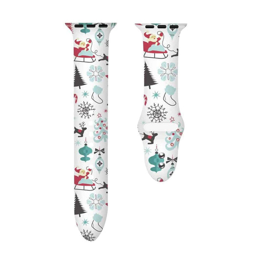 Silicone Strap for 38/40/41mm Apple Watch- White Christmas