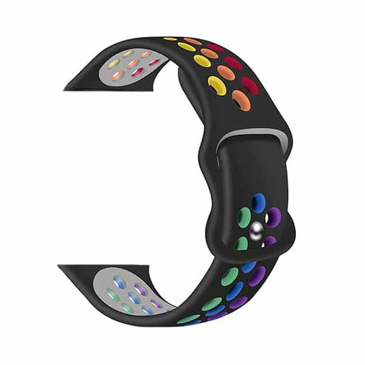 Silicone Strap 42/44/45/49mm apple watch S/M - Black+Rainbow