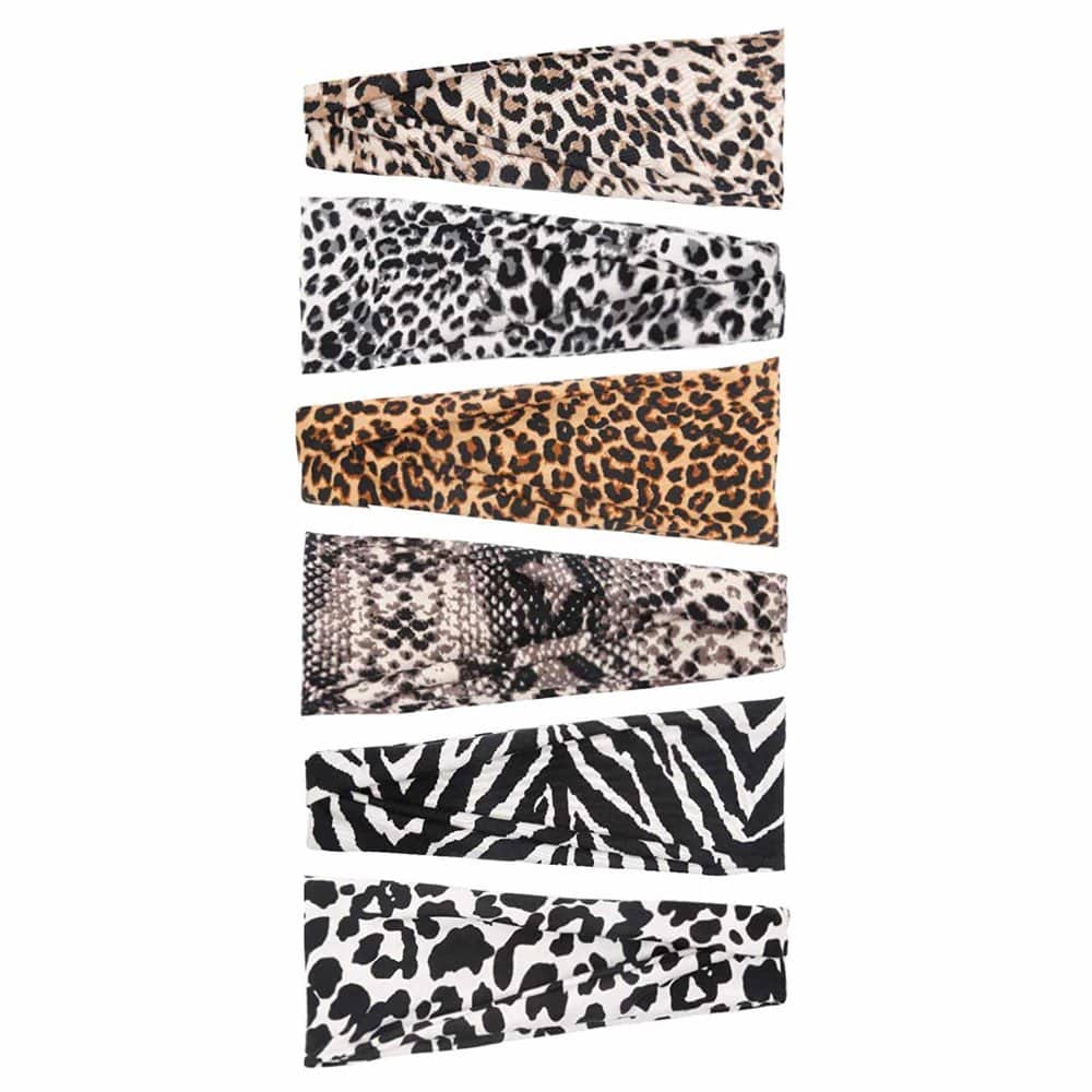 Exercise/Yoga/Running/Spinning Stretchy Animal-Print Multiway Headband-6x in a pack