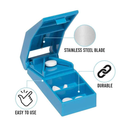 Easy Heavy-Duty Travel Safe Pill Splitter Cutter & Storage Box